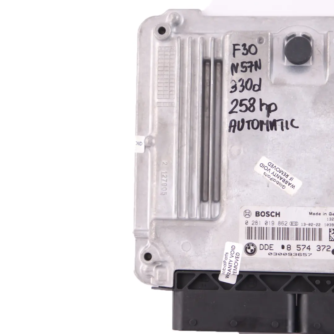 BMW F30 F32 330d 430d Diesel N57N Engine Control Unit ECU DDE Automatic - SKU 8574372 - Part number 8574372