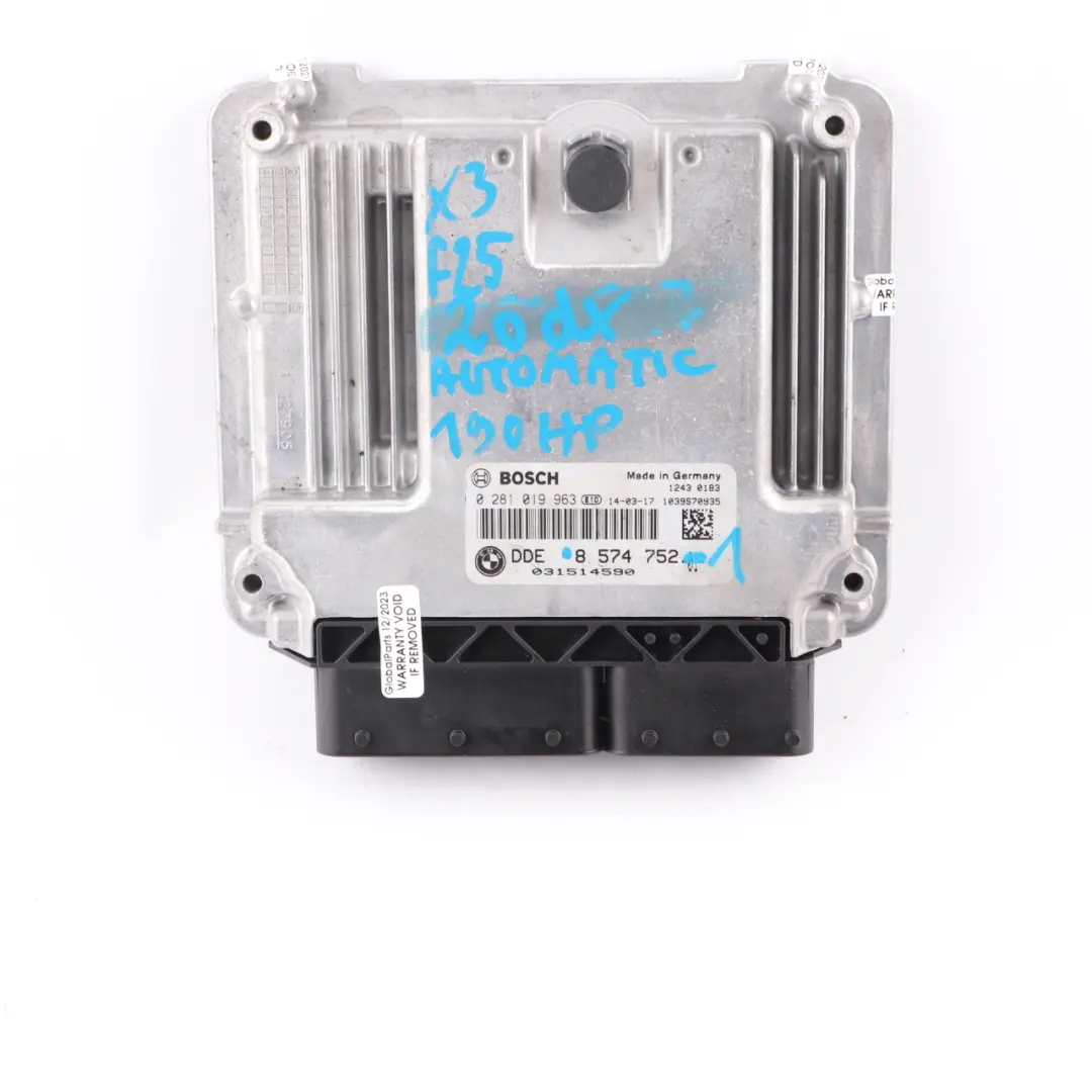 BMW F25 20Dx B47 190HP Motor ECU Kit DDE CAS4 Llave - SKU 8574752-1 - Número de pieza 8574752