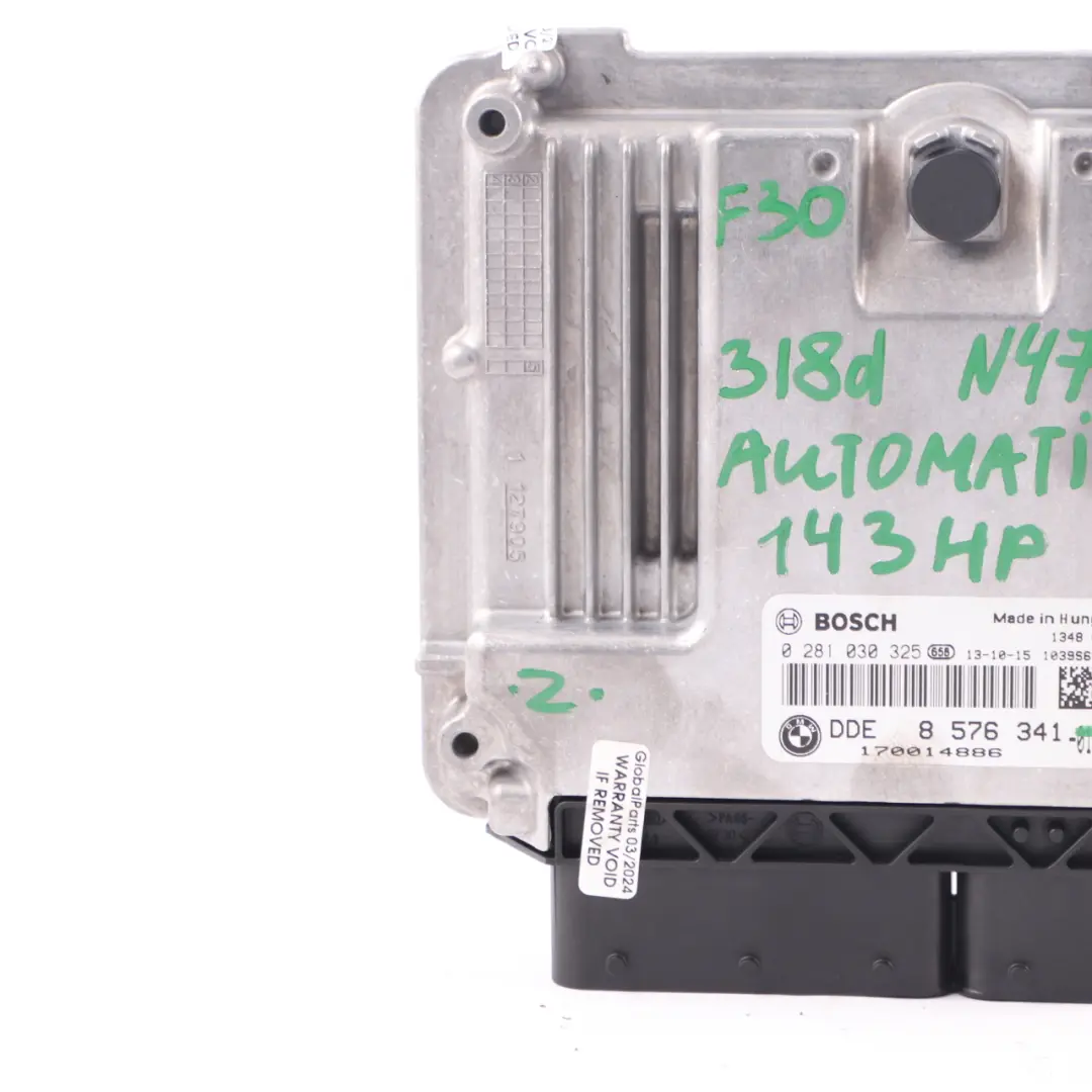 BMW F20 F21 F30 F31 118d 318d 143HP N47N Engine Unit ECU DDE Automatic - SKU 8576341-8 - Part number 8576341