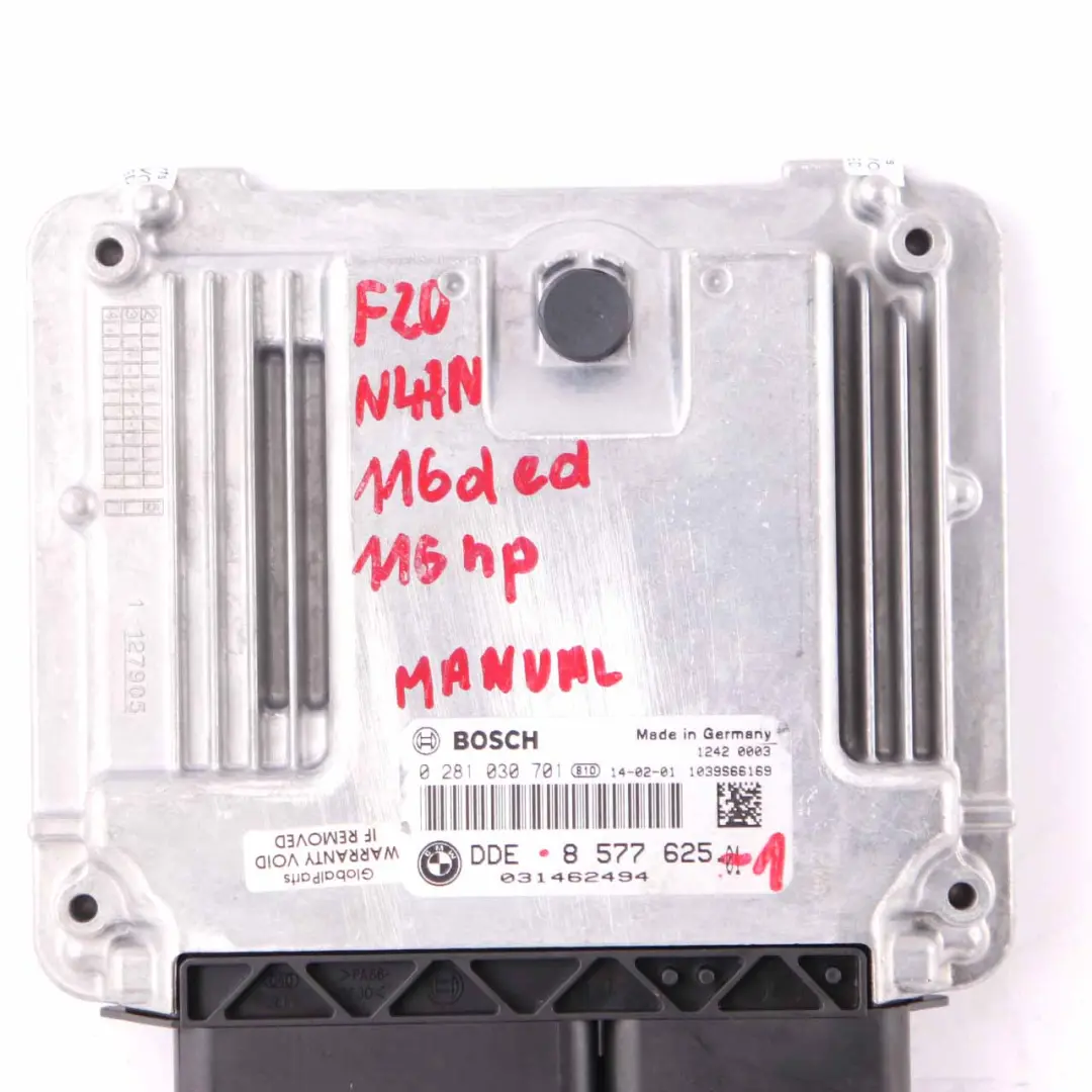 N47N Engine Control Unit ECU DDE Manual Transmission to BMW F20 F21 116d ed with Part number 8577625 BMW F20 F21 116d ed N47N Engine Control Unit ECU DDE Manual Transmission - SKU 8577625 - Part number 8577625