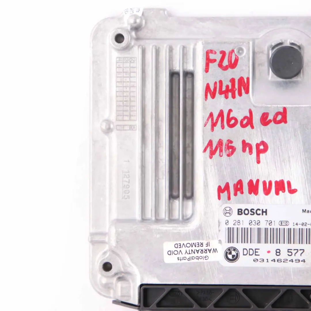 N47N Engine Control Unit ECU DDE Manual Transmission to BMW F20 F21 116d ed with Part number 8577625 BMW F20 F21 116d ed N47N Engine Control Unit ECU DDE Manual Transmission - SKU 8577625 - Part number 8577625