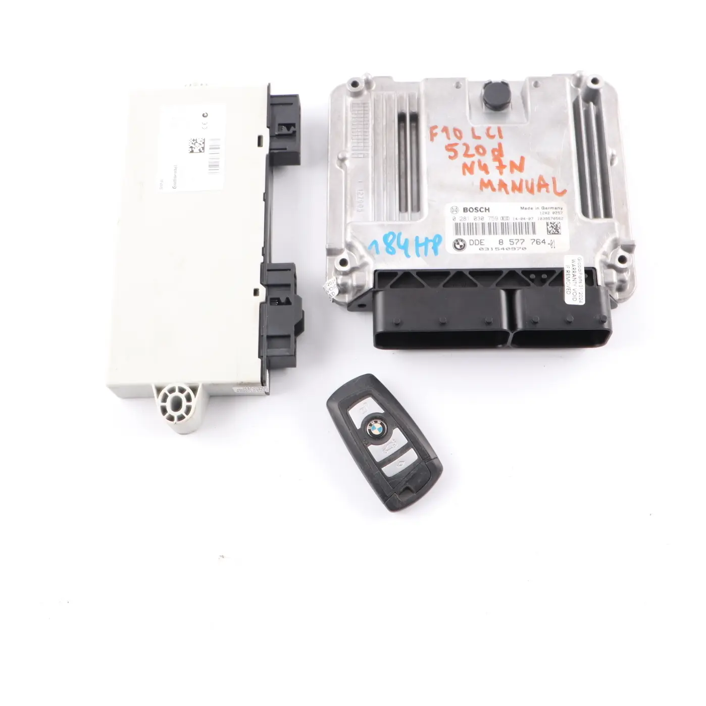 BMW F10 F11 520d N47N 184PK ECU Kit DDE 8577764 + Sleutel + CAS4 Handgeschakeld
