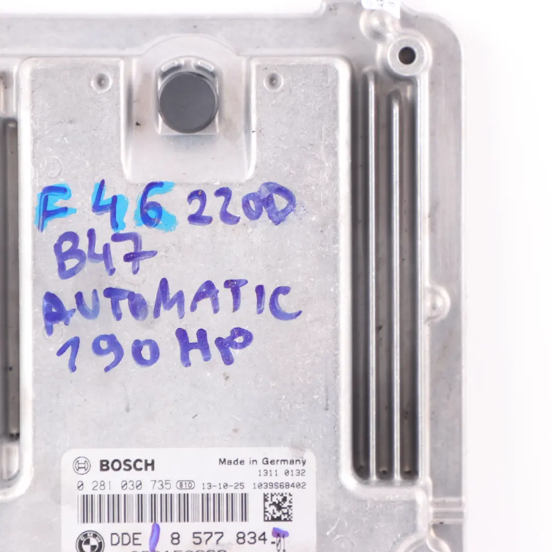 BMW F45 F46 220d X1 F48 20d B47 190HP Engine Unit ECU DDE Automatic - SKU 8577834-2 - Part number 8577834