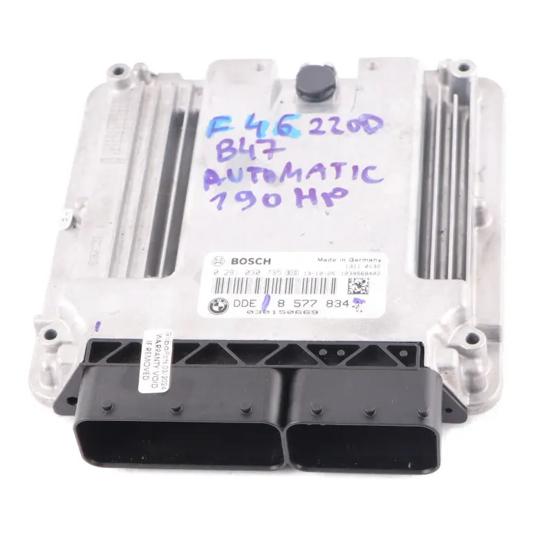 BMW F45 F46 220d X1 F48 20d B47 190HP Engine Unit ECU DDE Automatic - SKU 8577834-2 - Part number 8577834