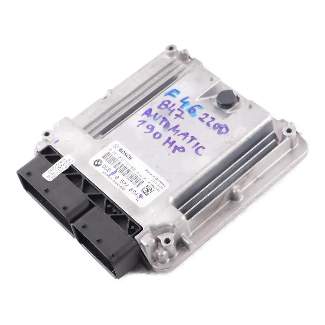 BMW F45 F46 220d X1 F48 20d B47 190HP Engine Unit ECU DDE Automatic - SKU 8577834-2 - Part number 8577834