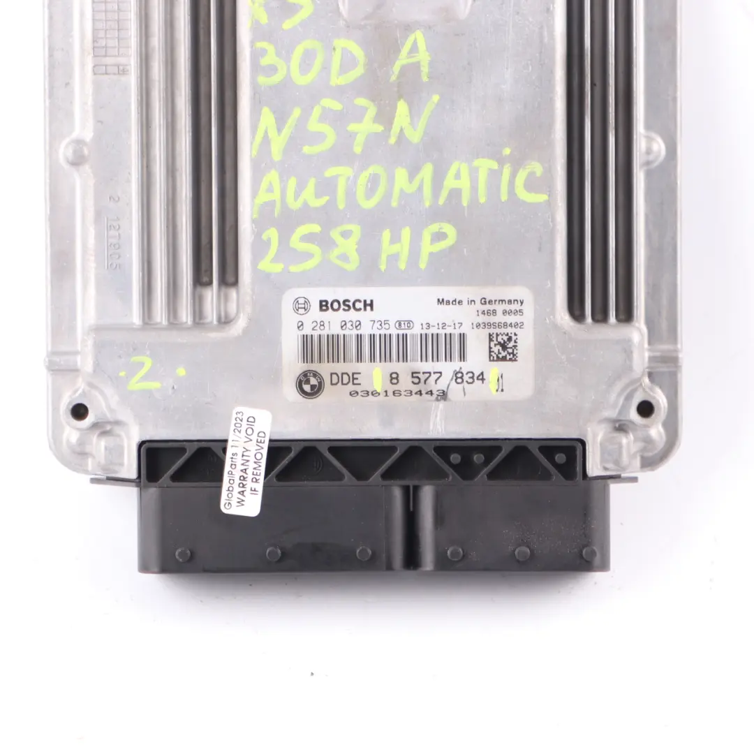 N57N 330d 30dX 258HP Unidad Control Motor ECU Automático para BMW F30 X3 F25 con número de pieza 8577834 BMW F30 X3 F25 N57N 330d 30dX 258HP Unidad Control Motor ECU Automático - SKU 8577834 - Número de pieza 8577834