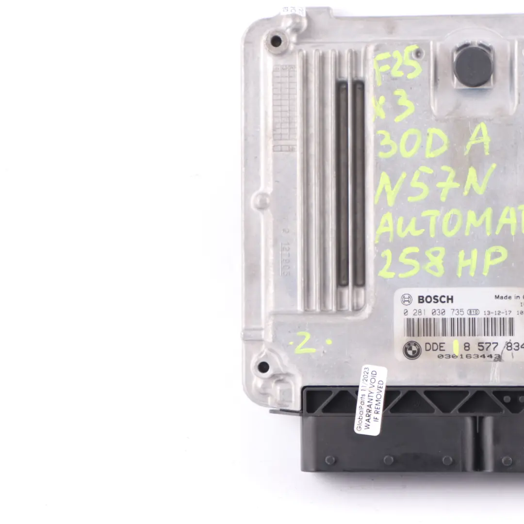 BMW F30 X3 F25 N57N 330d 30dX 258HP Engine Control Unit ECU Automatic - SKU 8577834 - Part number 8577834