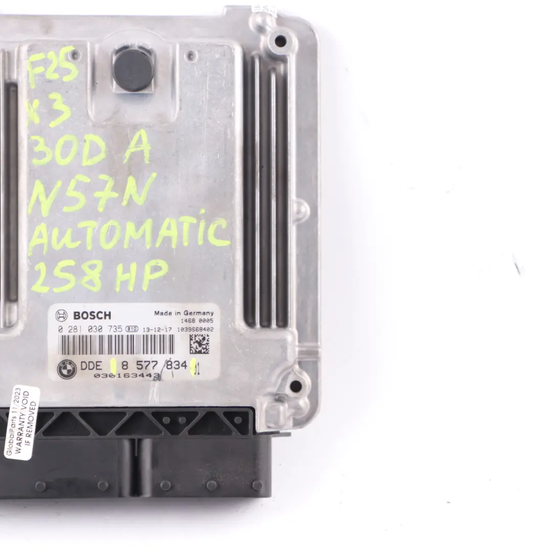 BMW F30 X3 F25 N57N 330d 30dX 258HP Sterownik Komputer Silnika ECU - SKU 8577834 - Numer Części 8577834
