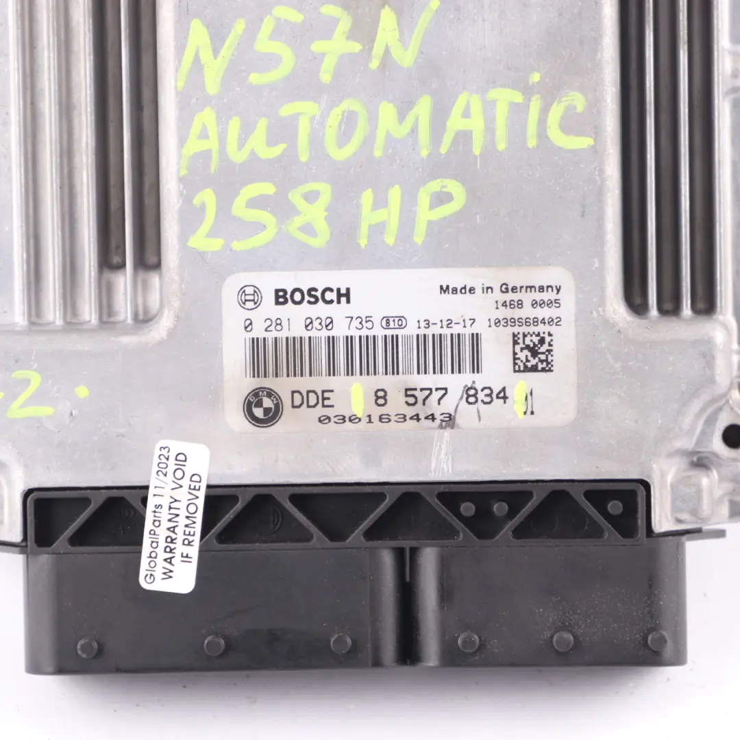 BMW F30 X3 F25 N57N 330d 30dX 258HP Engine Control Unit ECU Automatic - SKU 8577834 - Part number 8577834