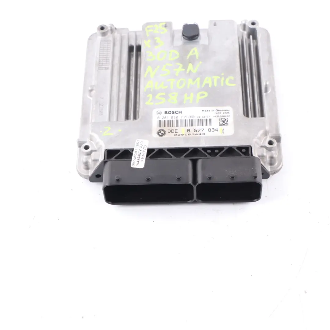 N57N 330d 30dX 258HP Sterownik Komputer Silnika ECU do BMW F30 X3 F25 o numerze 8577834 BMW F30 X3 F25 N57N 330d 30dX 258HP Sterownik Komputer Silnika ECU - SKU 8577834 - Numer Części 8577834