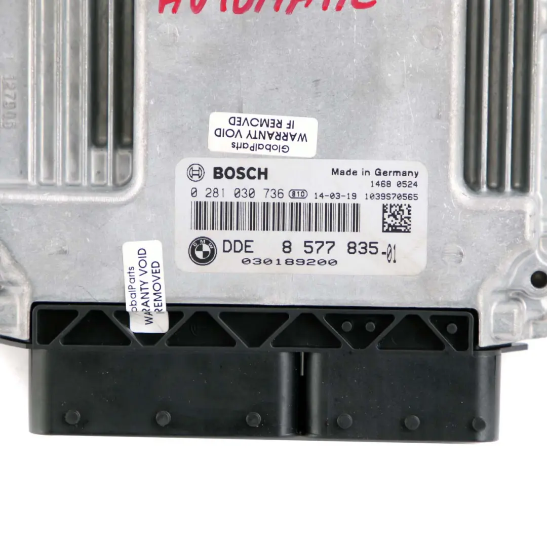 BMW F10 F30 330d 530d 258HP Unidad Control Motor N57N ECU DDE Automático - SKU 8577835 - Número de pieza 8577835