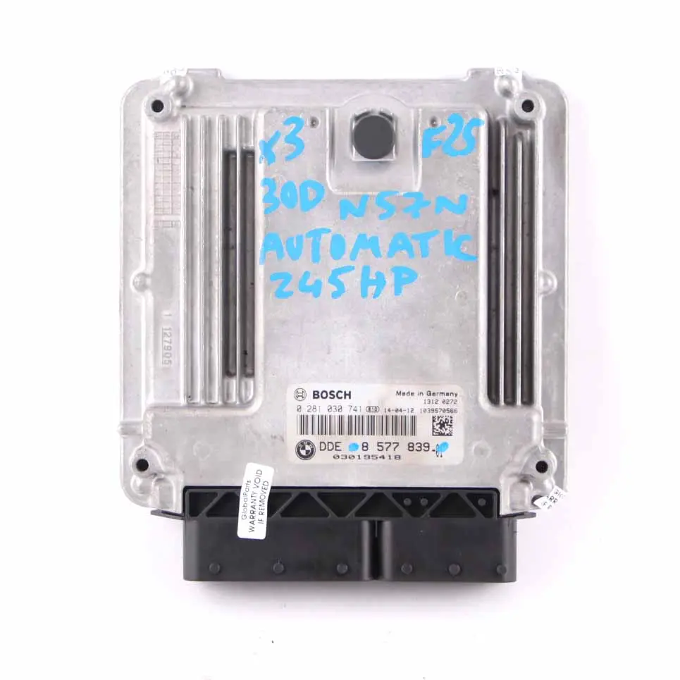 30dX Diesel N57N 258HP Motor Módulo ECU DDE Automático para BMW X3 F25 con número de pieza 8577839 BMW X3 F25 30dX Diesel N57N 258HP Motor Módulo ECU DDE Automático - SKU 8577839 - Número de pieza 8577839