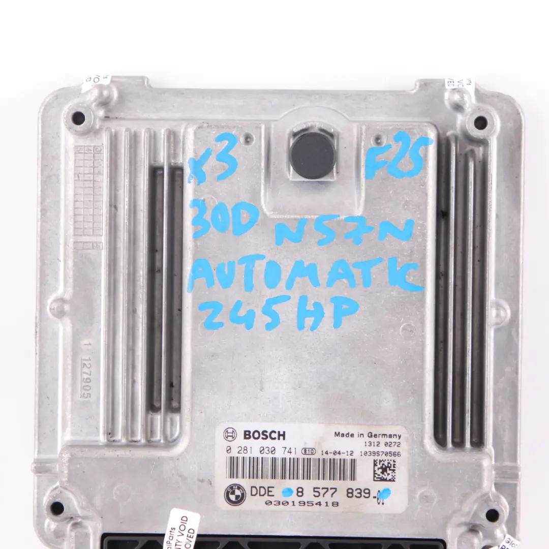 30dX Diesel N57N 258HP Modulo Motore ECU DDE Automatico per BMW X3 F25 con numero di parte 8577839 BMW X3 F25 30dX Diesel N57N 258HP Modulo Motore ECU DDE Automatico - SKU 8577839 - Numero di parte 8577839