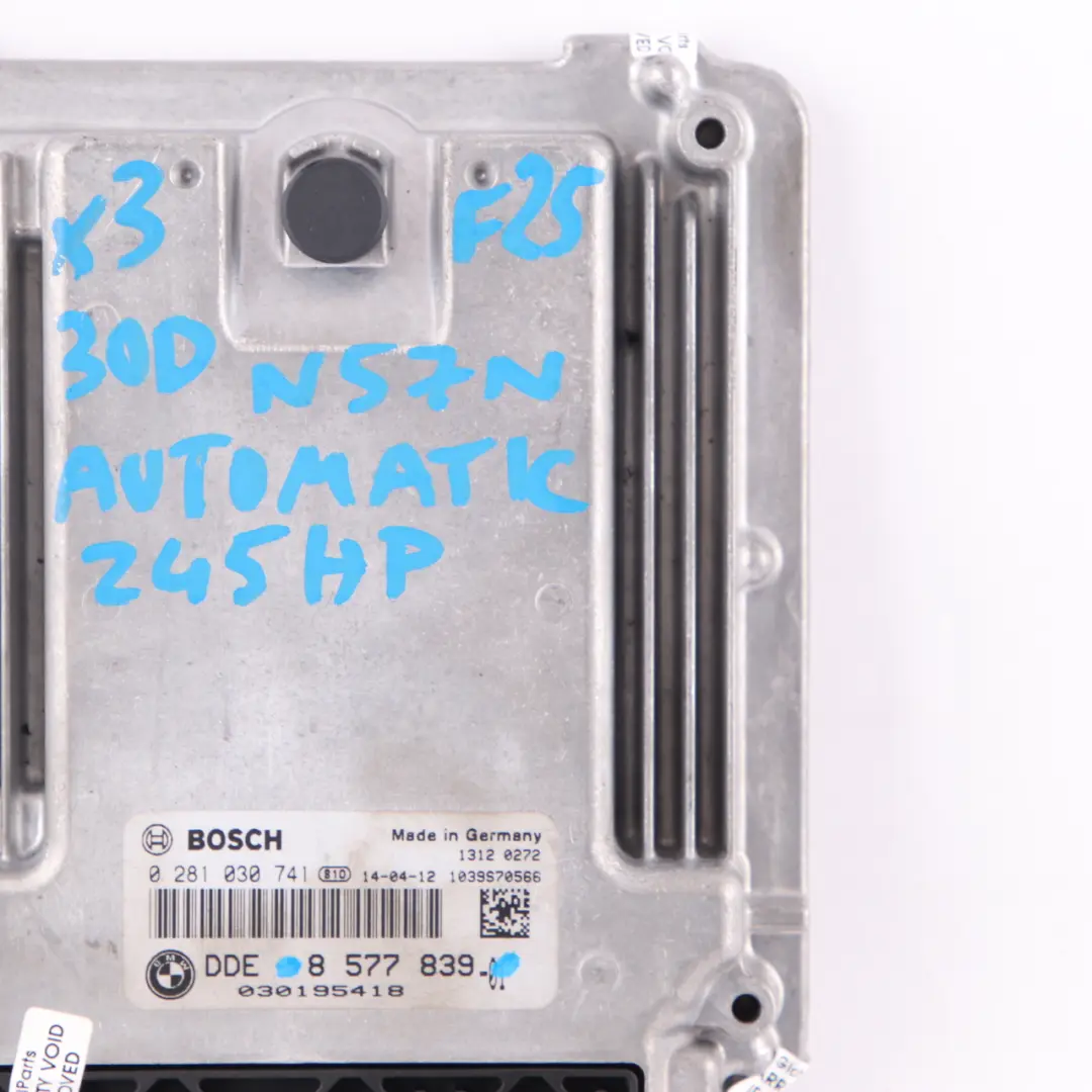 30dX Diesel N57N 258HP Moduł Komputer Sterownik ECU do BMW X3 F25 o numerze 8577839 BMW X3 F25 30dX Diesel N57N 258HP Moduł Komputer Sterownik ECU - SKU 8577839 - Numer Części 8577839