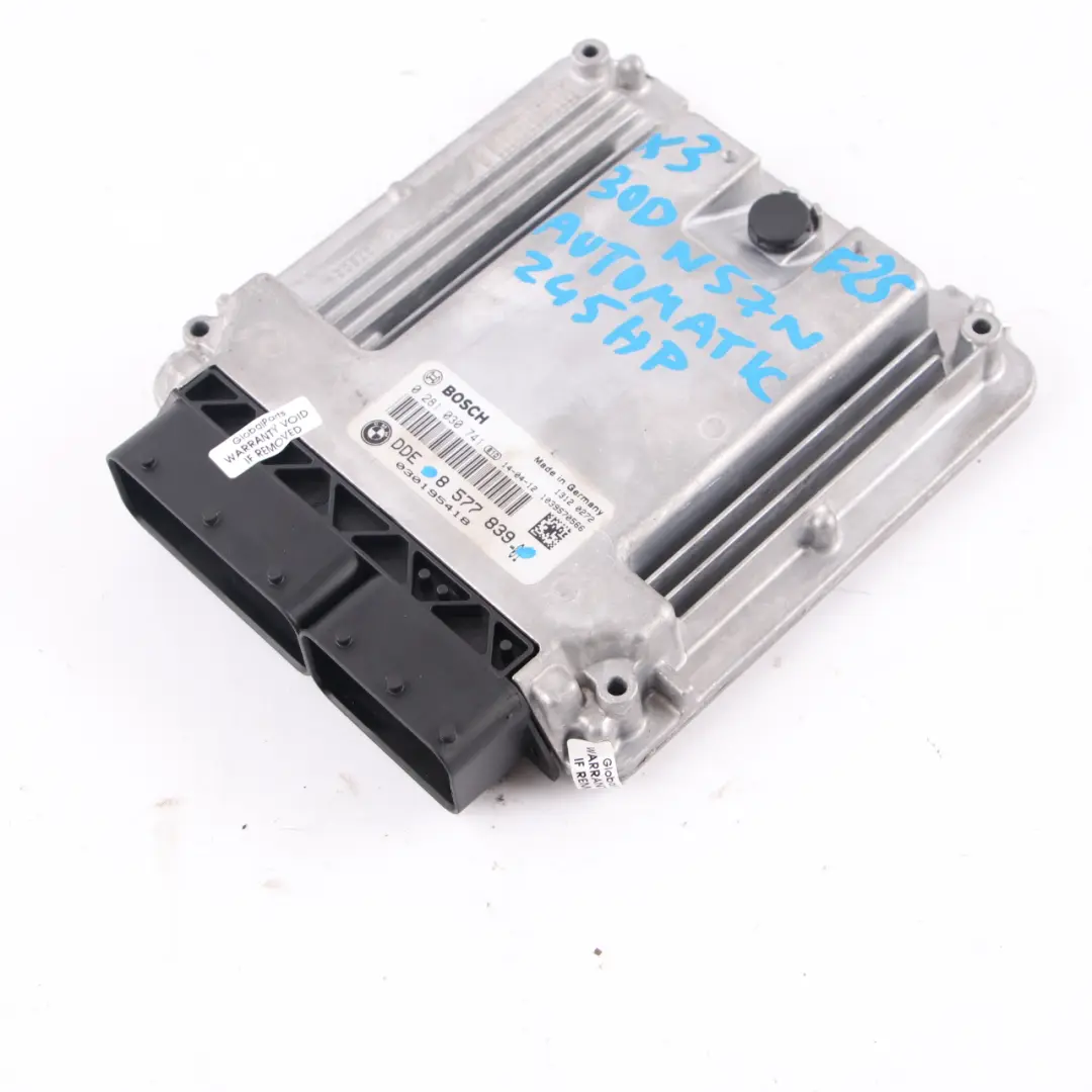 30dX Diesel N57N 258HP Motor Módulo ECU DDE Automático para BMW X3 F25 con número de pieza 8577839 BMW X3 F25 30dX Diesel N57N 258HP Motor Módulo ECU DDE Automático - SKU 8577839 - Número de pieza 8577839