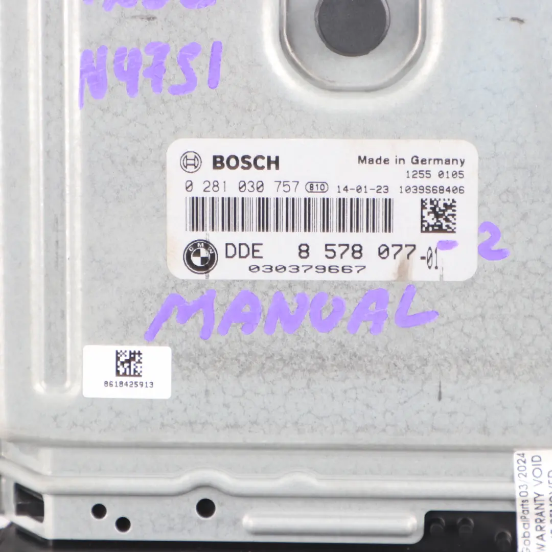 N47S1 Engine Control Unit ECU Kit DDE + FEM + Key to BMW F20 F30 125d 325d with Part number 8578077 BMW F20 F30 125d 325d N47S1 Engine Control Unit ECU Kit DDE + FEM + Key - SKU 8578077-2 - Part number 8578077