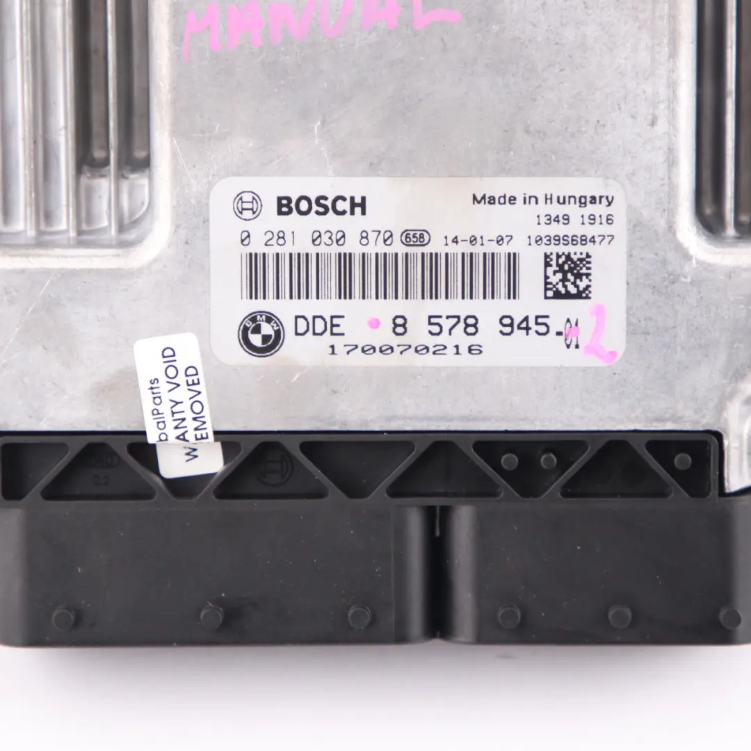 BMW F20 F21 F30 F31 116d 316d N47N 116HP ECU Kit DDE Key FEM Lock Manual - SKU 8578945-2 - Part number 8578945