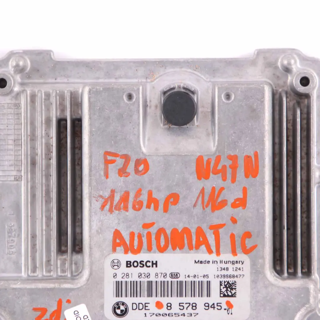 BMW F20 F30 116d 316d N47N 116HP ECU Engine Contol Unit DDE Automatic - SKU 8578945 - Part number 8578945
