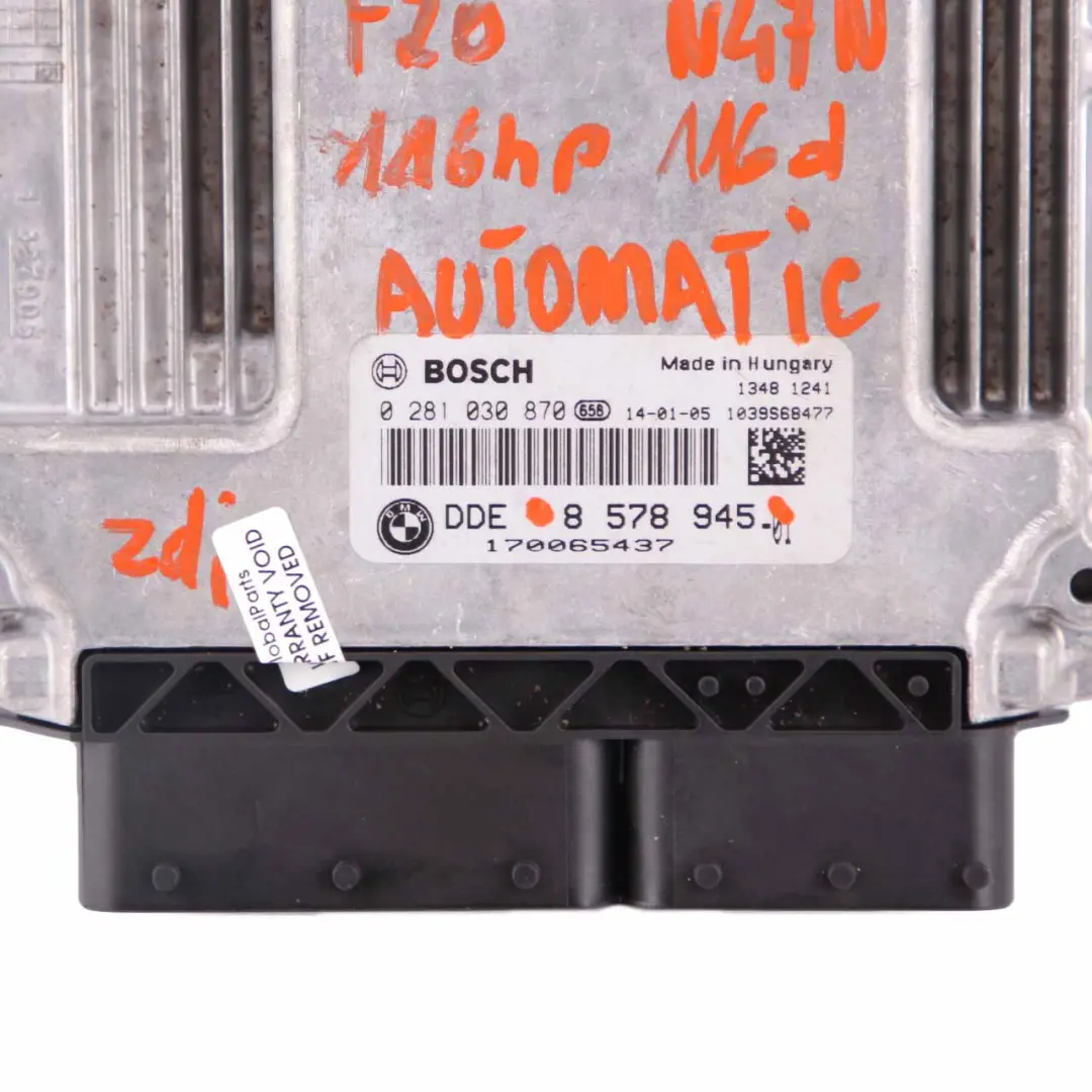 BMW F20 F30 116d 316d N47N 116HP ECU Engine Contol Unit DDE Automatic - SKU 8578945 - Part number 8578945