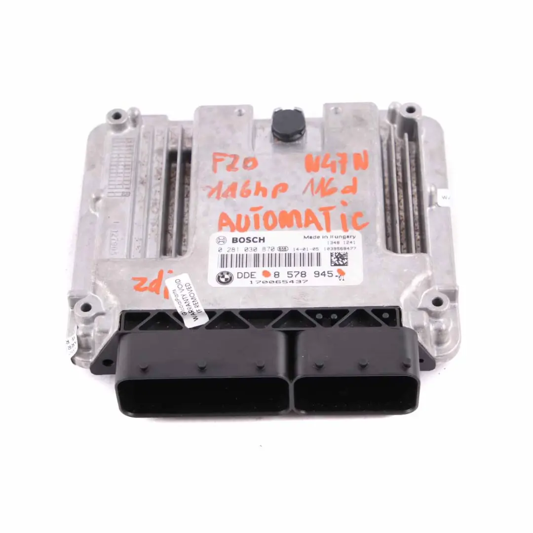 N47N 116HP ECU Komputer Silnika DDE Automat do BMW F20 F30 116d 316d o numerze 8578945 BMW F20 F30 116d 316d N47N 116HP ECU Komputer Silnika DDE Automat - SKU 8578945 - Numer Części 8578945