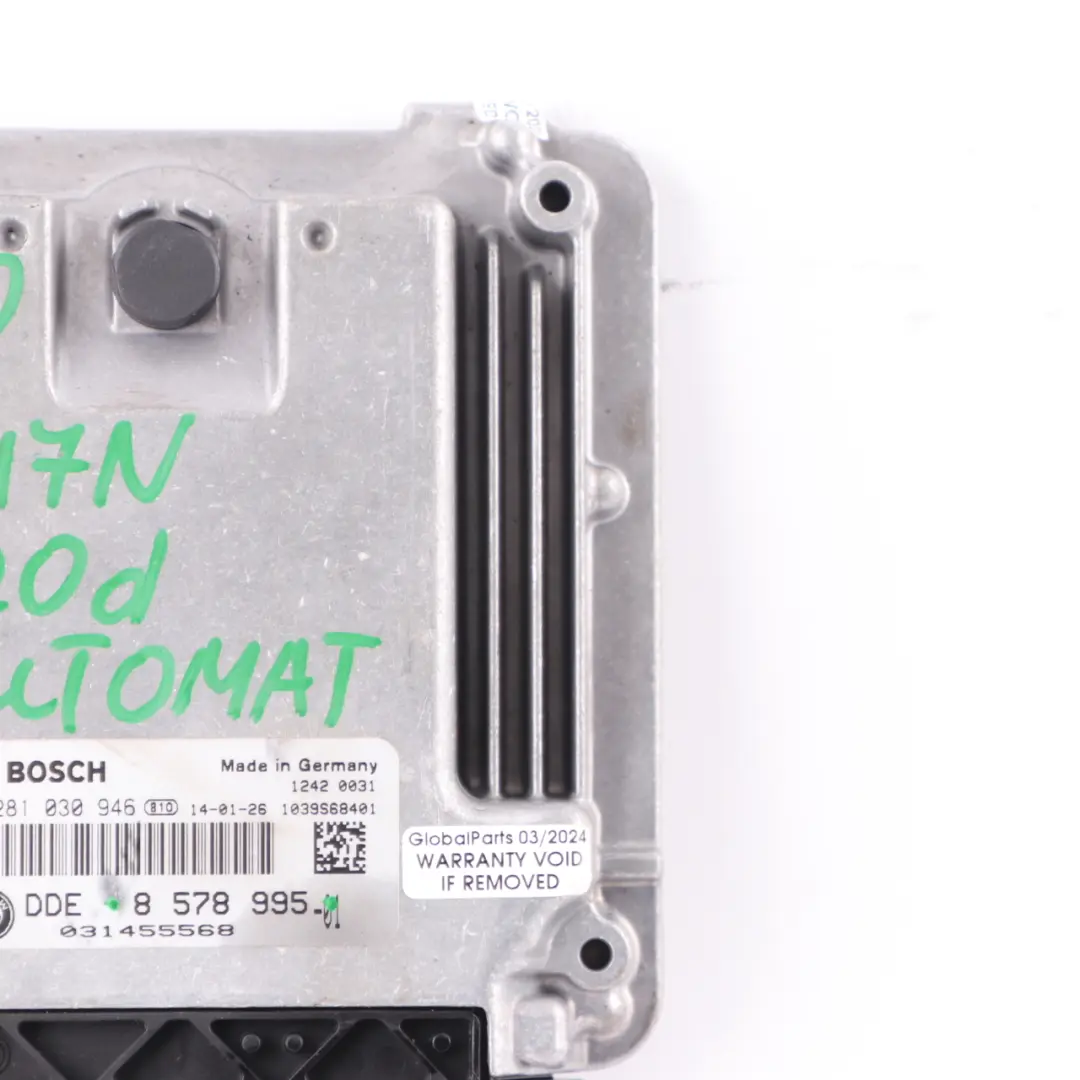 BMW F10 520D F20 120D F30 320D N47N 184HP Moduł Silnika ECU DDE - SKU 8578995 - Numer Części 8578995