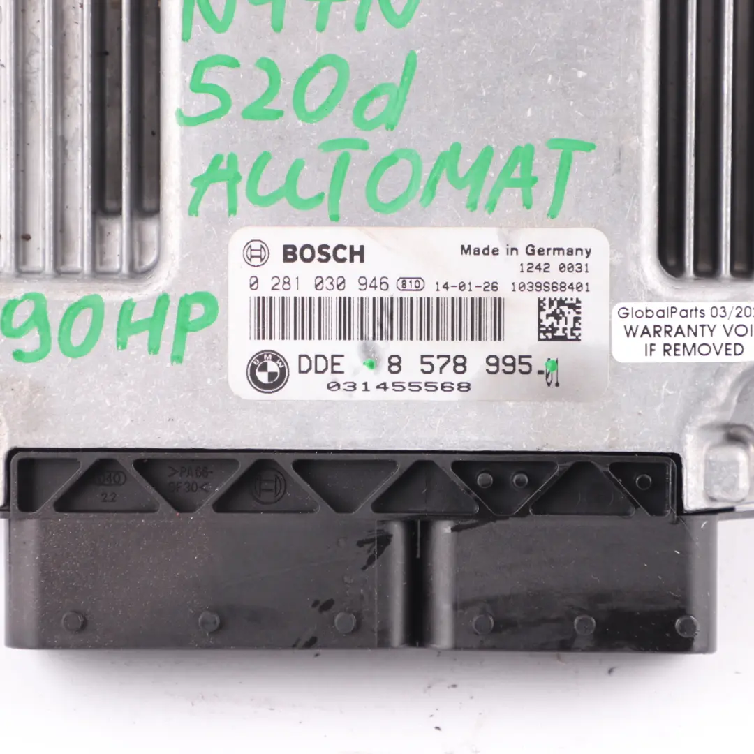 N47N 184HP Jednostka Silnika ECU DDE do BMW F10 520D F20 120D F30 320D o numerze 8578995 BMW F10 520D F20 120D F30 320D N47N 184HP Jednostka Silnika ECU DDE - SKU 8578995 - Numer Części 8578995