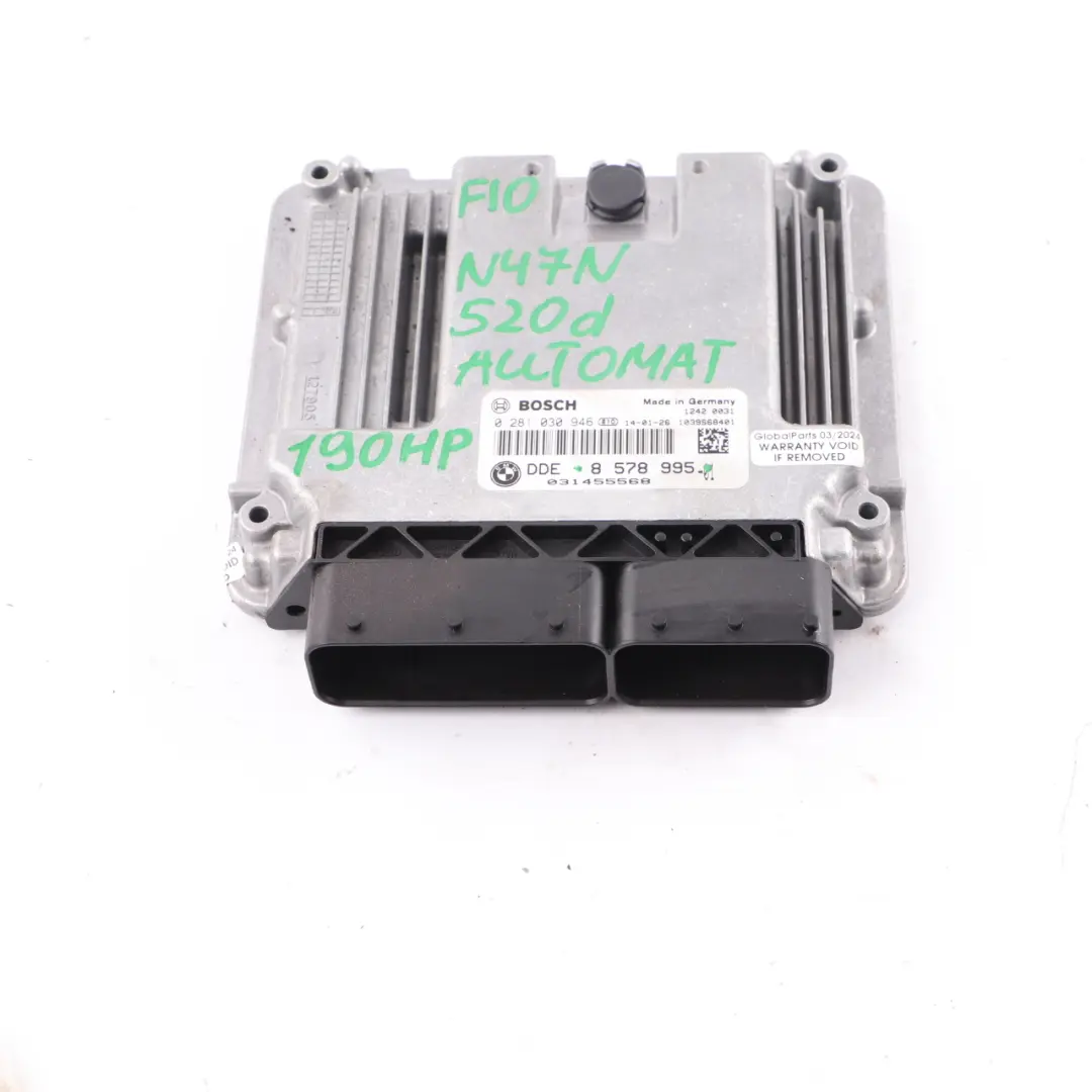 N47N 184HP Moduł Silnika ECU DDE do BMW F10 520D F20 120D F30 320D o numerze 8578995 BMW F10 520D F20 120D F30 320D N47N 184HP Moduł Silnika ECU DDE - SKU 8578995 - Numer Części 8578995