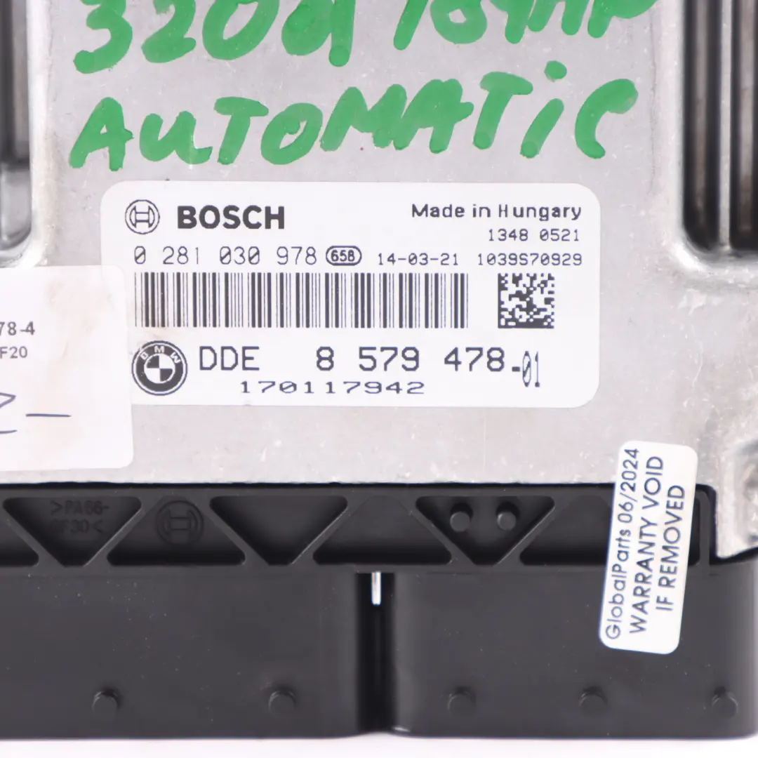 N47N 184HP Unità ECU DDE Automatico per BMW F20 F30 120d 320d Diesel con numero di parte 8579478 BMW F20 F30 120d 320d Diesel N47N 184HP Unità ECU DDE Automatico - SKU 8579478-4 - Numero di parte 8579478