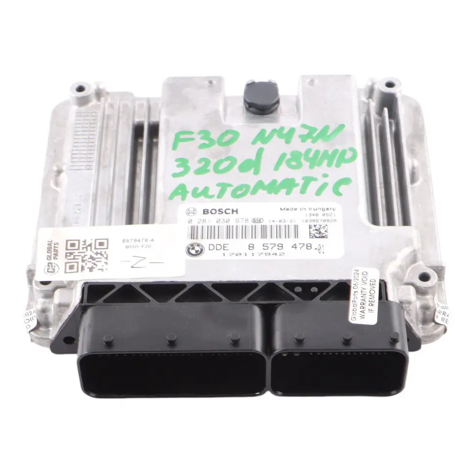 BMW F20 F30 120d 320d Diesel N47N 184HP ECU Unit DDE Automatic - SKU 8579478-4 - Numer Części 8579478