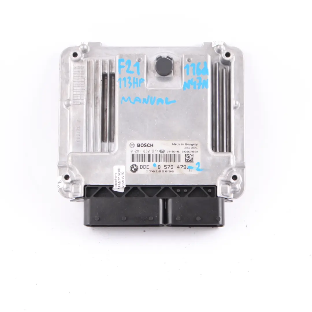 BMW F20 F21 F30 116d 316d N47N 116HP Unidad Control Motor ECU DDE Manual - SKU 8579479-2 - Número de pieza 8579479