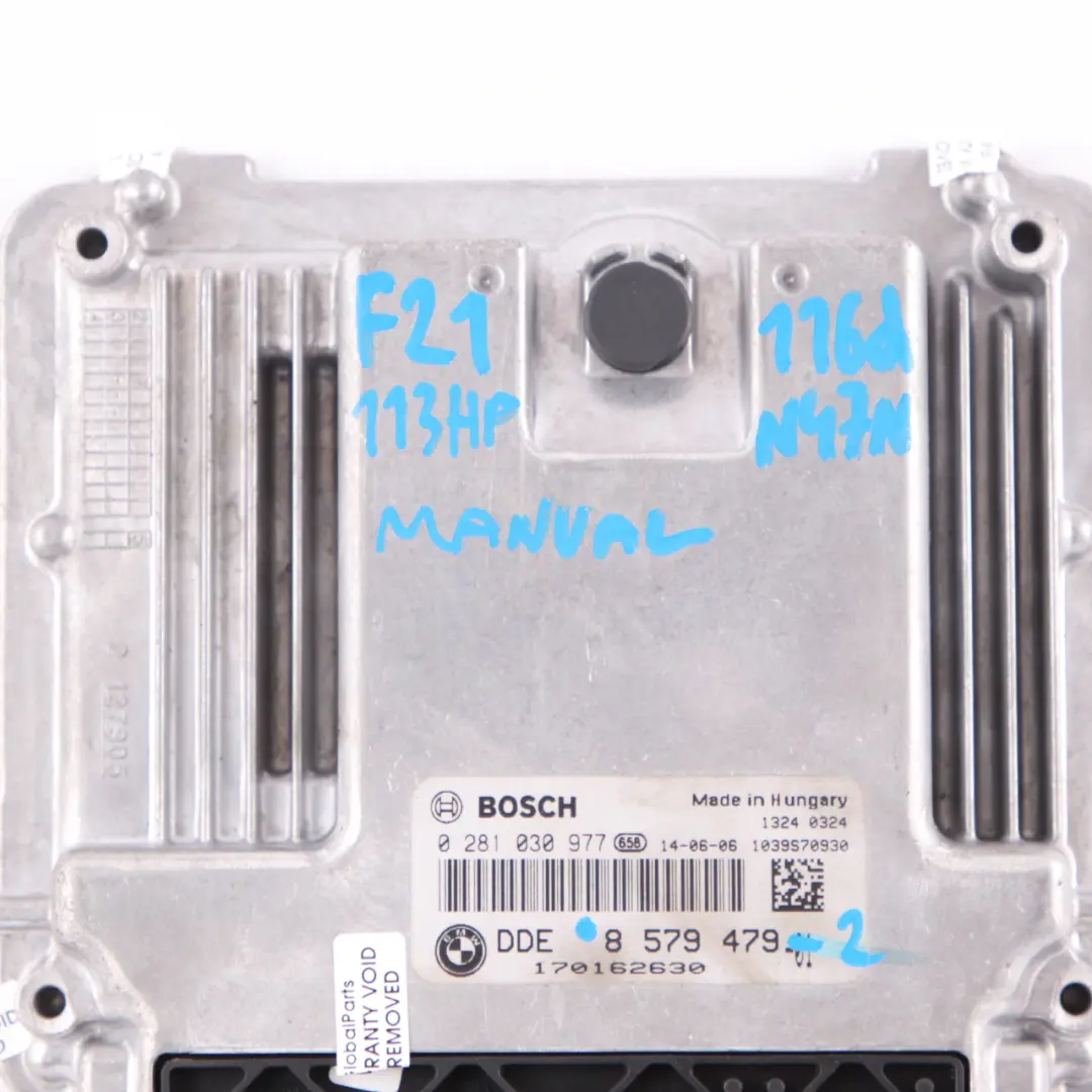 BMW F20 F21 F30 116d 316d N47N 116HP Engine Control Unit ECU DDE Manual - SKU 8579479-2 - Part number 8579479