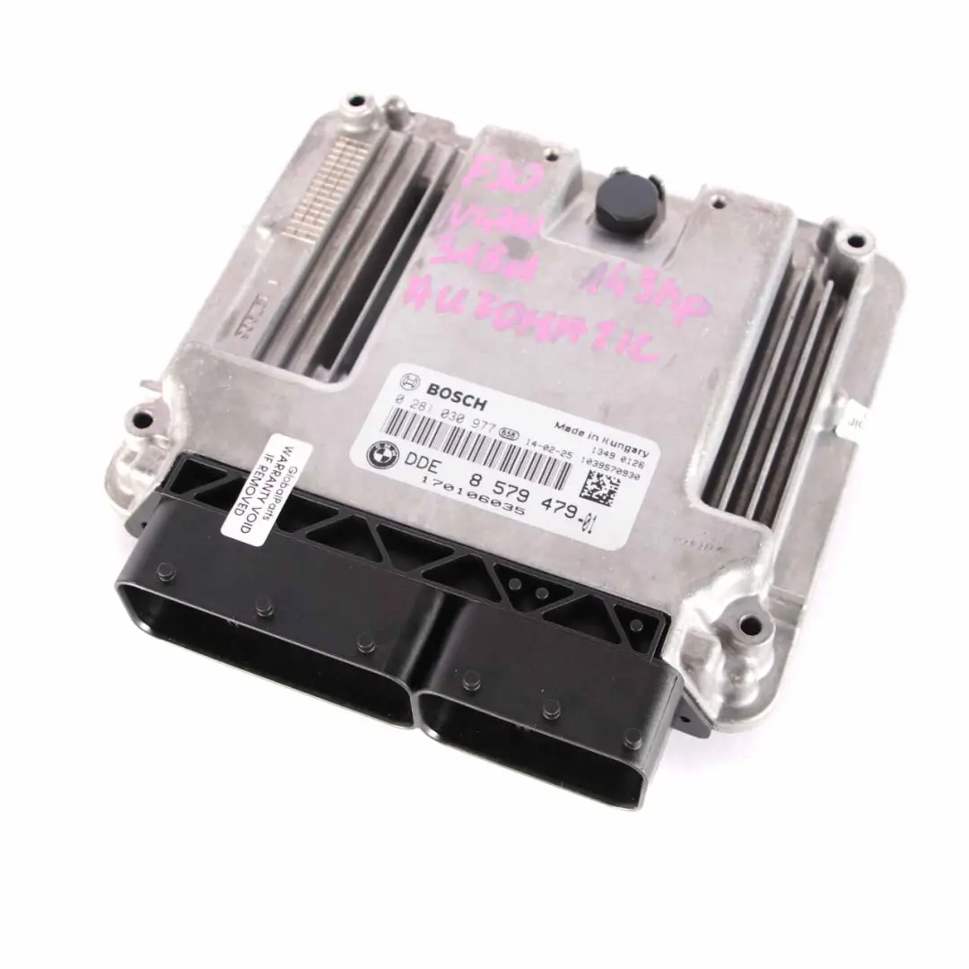 N47N Engine Control Unit ECU DDE Automatic to BMW F20 F21 F30 F31 118d 318d with Part number 8579479 BMW F20 F21 F30 F31 118d 318d N47N Engine Control Unit ECU DDE Automatic - SKU 8579479 - Part number 8579479