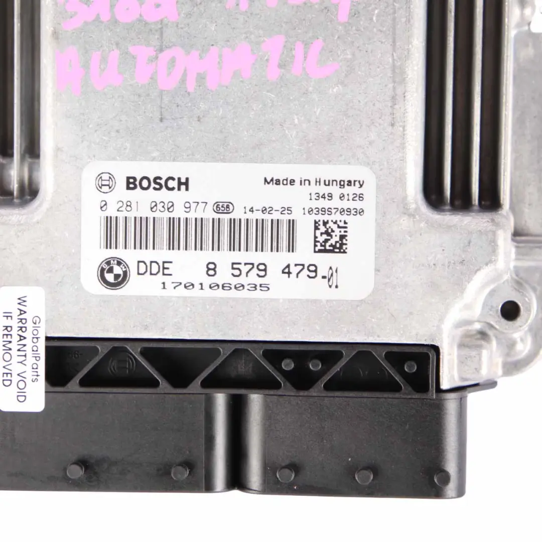 N47N Engine Control Unit ECU DDE Automatic to BMW F20 F21 F30 F31 118d 318d with Part number 8579479 BMW F20 F21 F30 F31 118d 318d N47N Engine Control Unit ECU DDE Automatic - SKU 8579479 - Part number 8579479