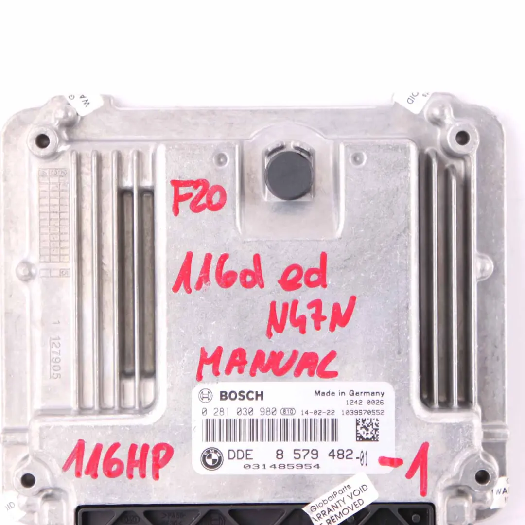 BMW F20 F21 116d ed Diesel N47N 116HP ECU Kit DDE + Key + FEM Manual - SKU 8579482-1 - Part number 8579482