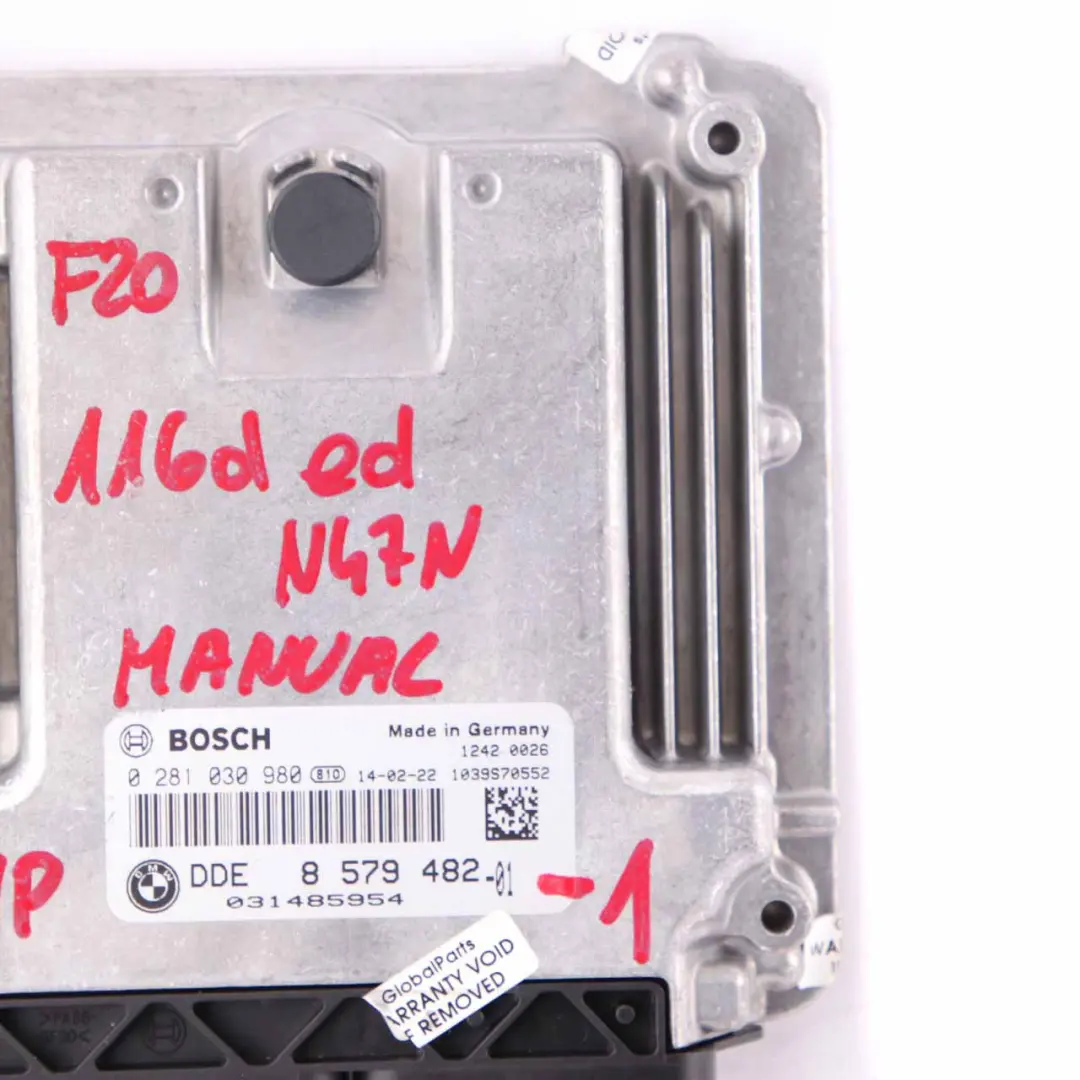 BMW F20 F21 116d ed Diesel N47N 116HP Control del motor ECU DDE - SKU 8579482 - Número de pieza 8579482