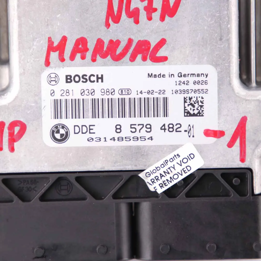 BMW F20 F21 116d ed Diesel N47N 116HP Engine Control ECU DDE Manual - SKU 8579482 - Part number 8579482