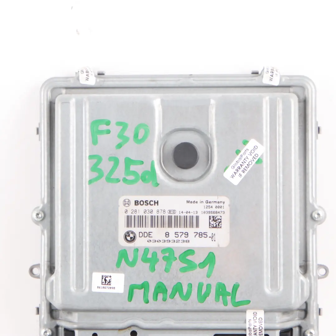 N47S1 218HP Unité commande moteur ECU DDE Manual pour BMW F20 F30 125d 325d à propos du numéro de pièce 8579785 BMW F20 F30 125d 325d N47S1 218HP Unité commande moteur ECU DDE Manual - SKU 8579785 - Numéro de pièce 8579785