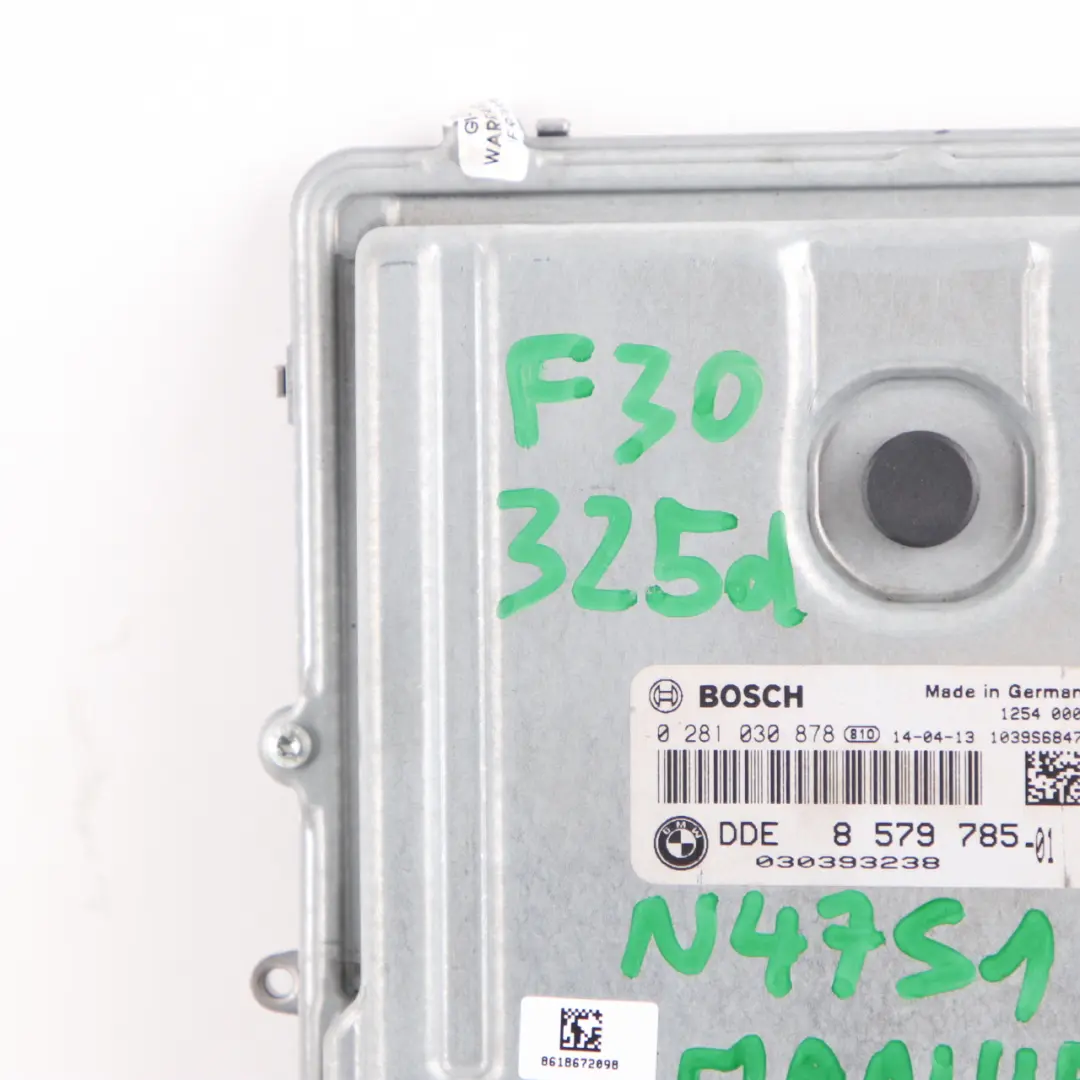BMW F20 F30 125d 325d N47S1 218HP Unidad Control Motor ECU DDE Manual - SKU 8579785 - Número de pieza 8579785