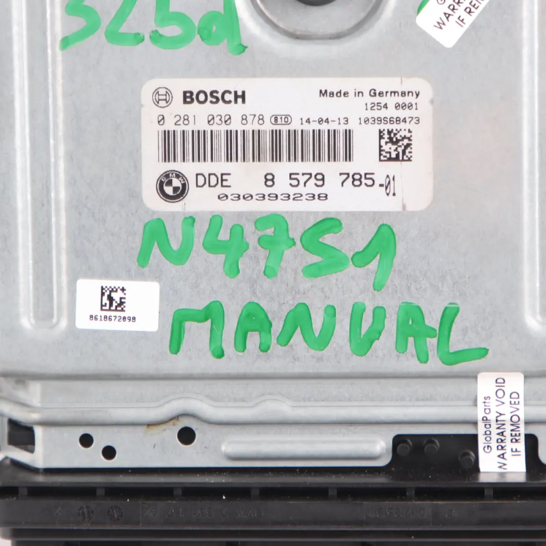 N47S1 218HP Motore Unità controllo ECU DDE Manuale per BMW F20 F30 125d 325d con numero di parte 8579785 BMW F20 F30 125d 325d N47S1 218HP Motore Unità controllo ECU DDE Manuale - SKU 8579785 - Numero di parte 8579785