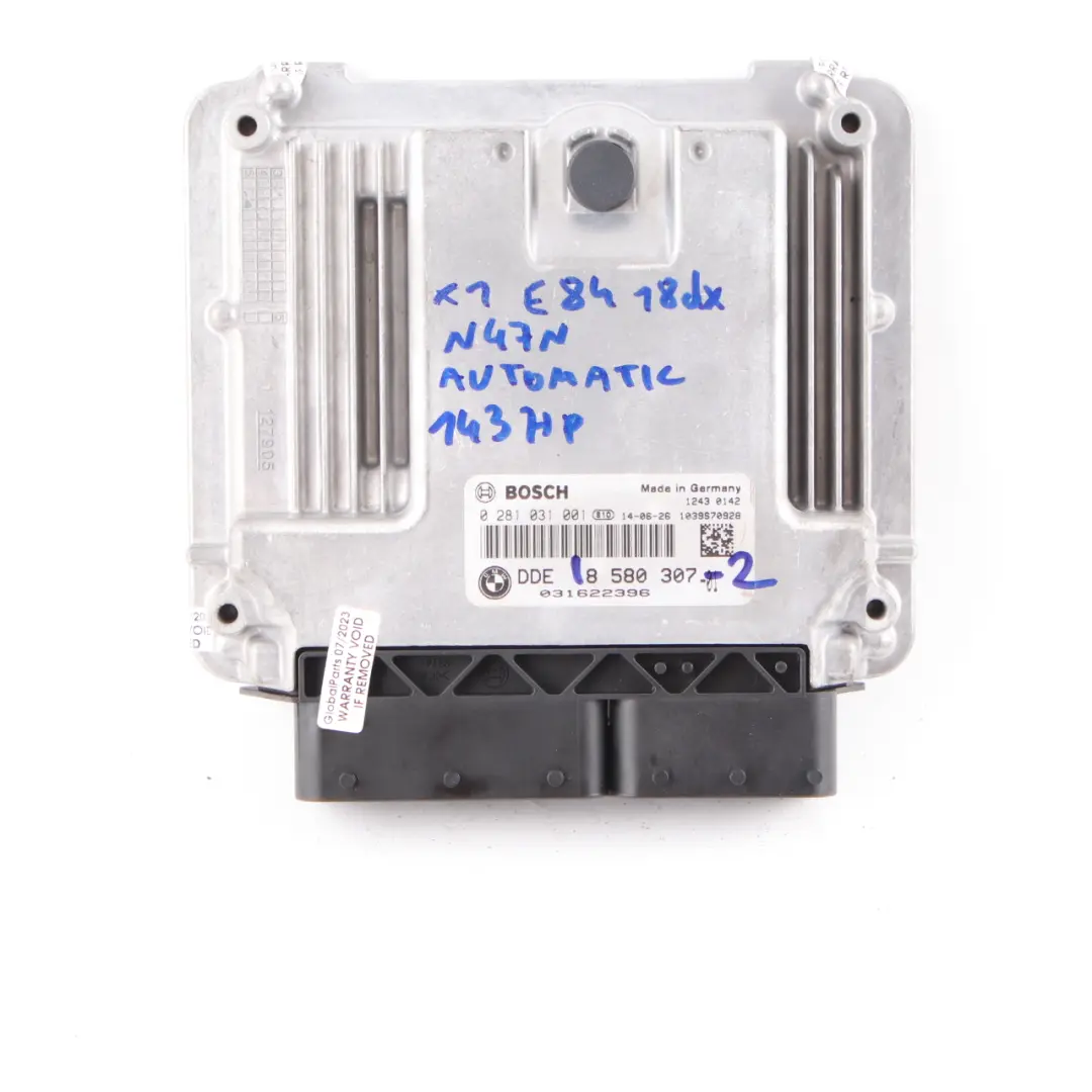 18dX Diesel N47N Engine Unit ECU Kit DDE CAS3 Key Automatic BMW X1 E84 - SKU 8580307-2 - Part number 8580307