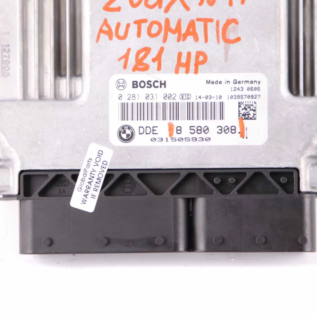 20dX Diesel N47N Engine Control Unit ECU Kit DDE CAS3 Key BMW X1 E84 - SKU 8580308-1 - Part number 8580308