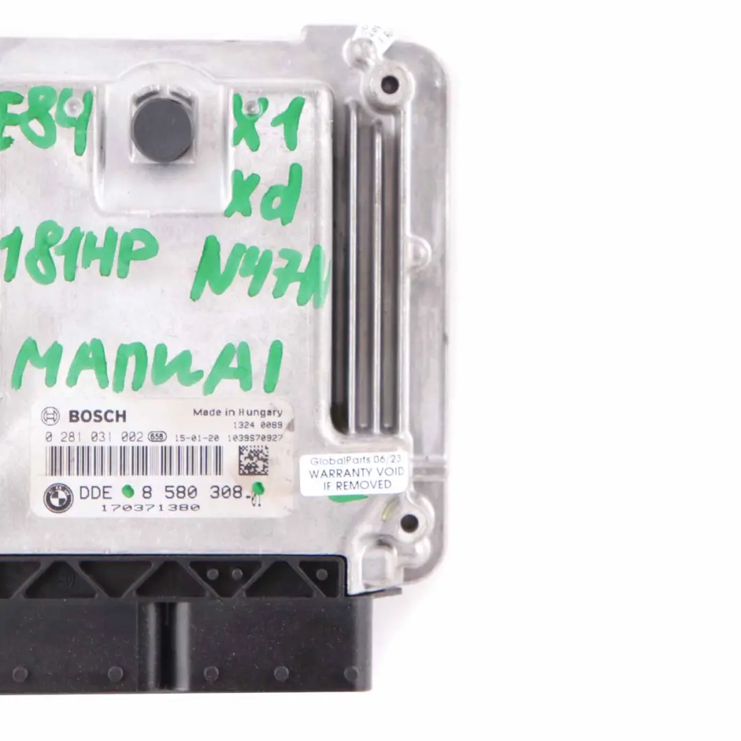 BMW X1 E84 20dX N47N 184HP Unidad Control Motor ECU DDE Manual - SKU 8580308 - Número de pieza 8580308