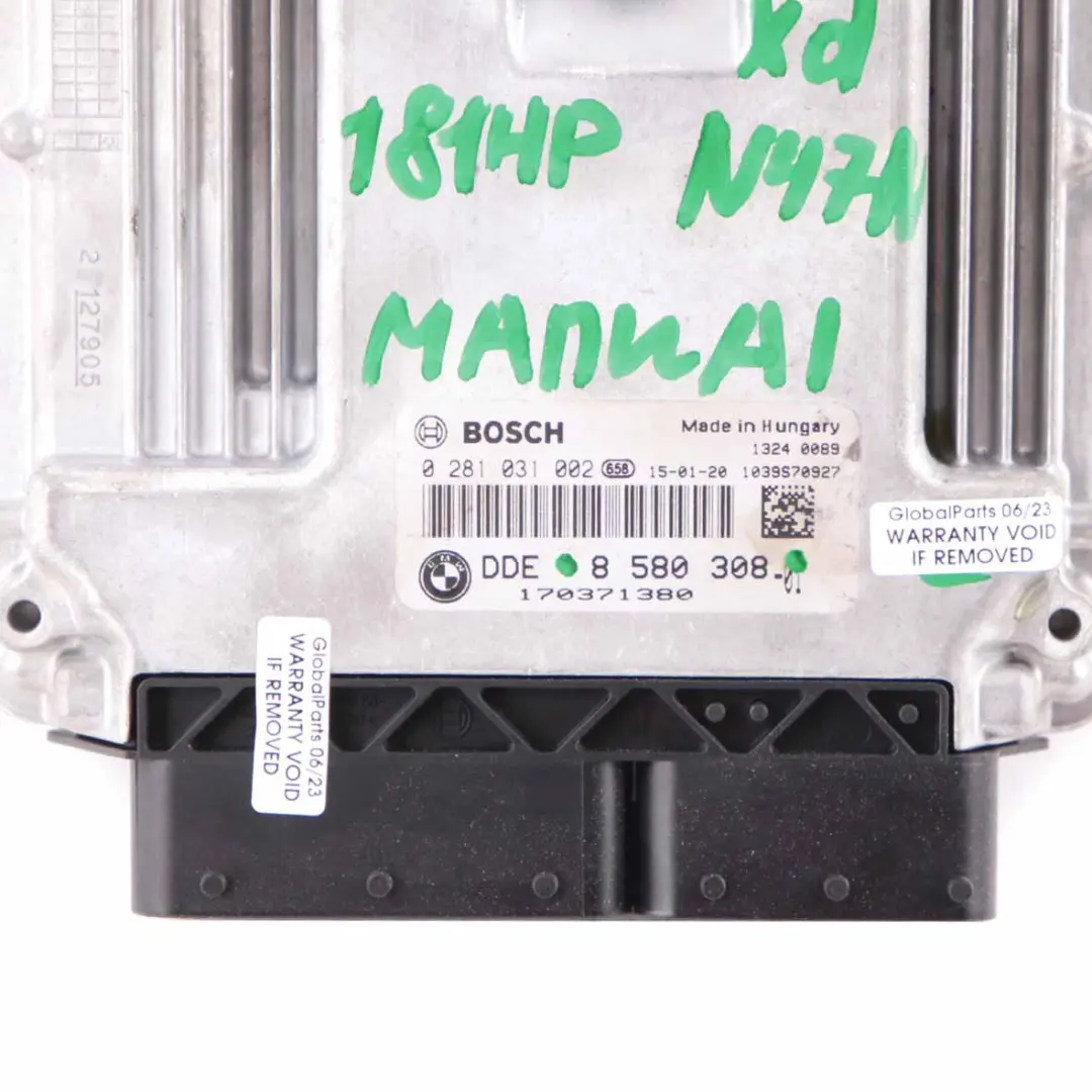 20dX Diesel N47N 184HP Engine Control Unit ECU DDE Manual to BMW X1 E84 with Part number 8580308 BMW X1 E84 20dX Diesel N47N 184HP Engine Control Unit ECU DDE Manual - SKU 8580308 - Part number 8580308