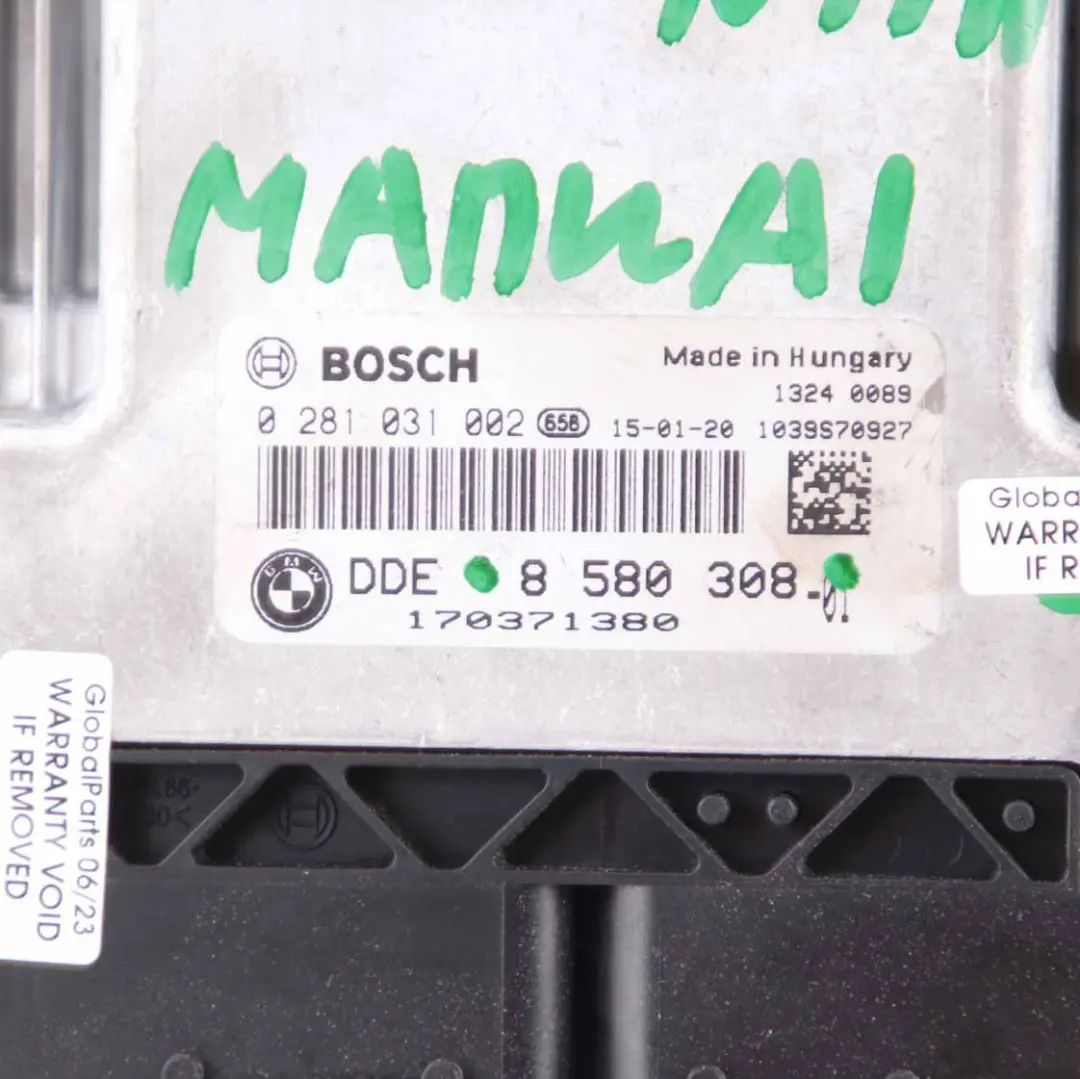 BMW X1 E84 20dX Diesel N47N 184HP Centralina Motore ECU DDE Manuale - SKU 8580308 - Numero di parte 8580308