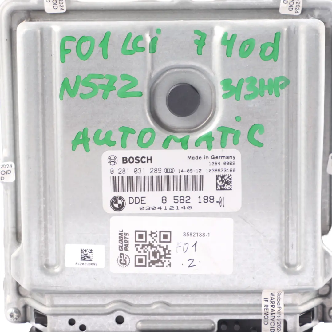 BMW F01 LCI 740d N57Z 313HP Engine Unit ECU Kit DDE CAS4 Key Automatic - SKU 8582188-1 - Part number 8582188