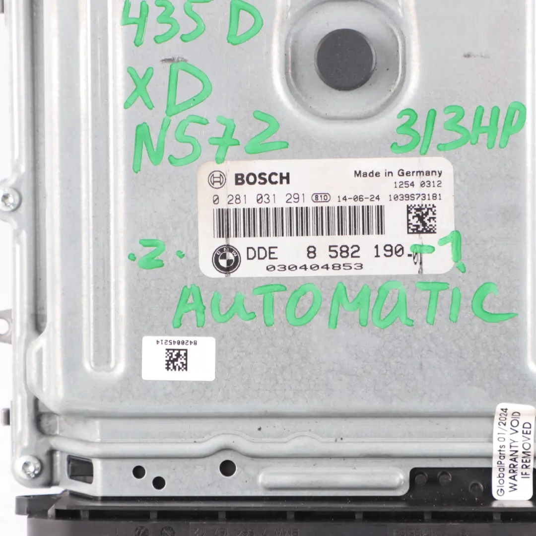 BMW F30 F32 335dX 435dX N57Z 313HP Engine ECU Kit DDE FEM Key Automatic - SKU 8582190-1 - Part number 8582190