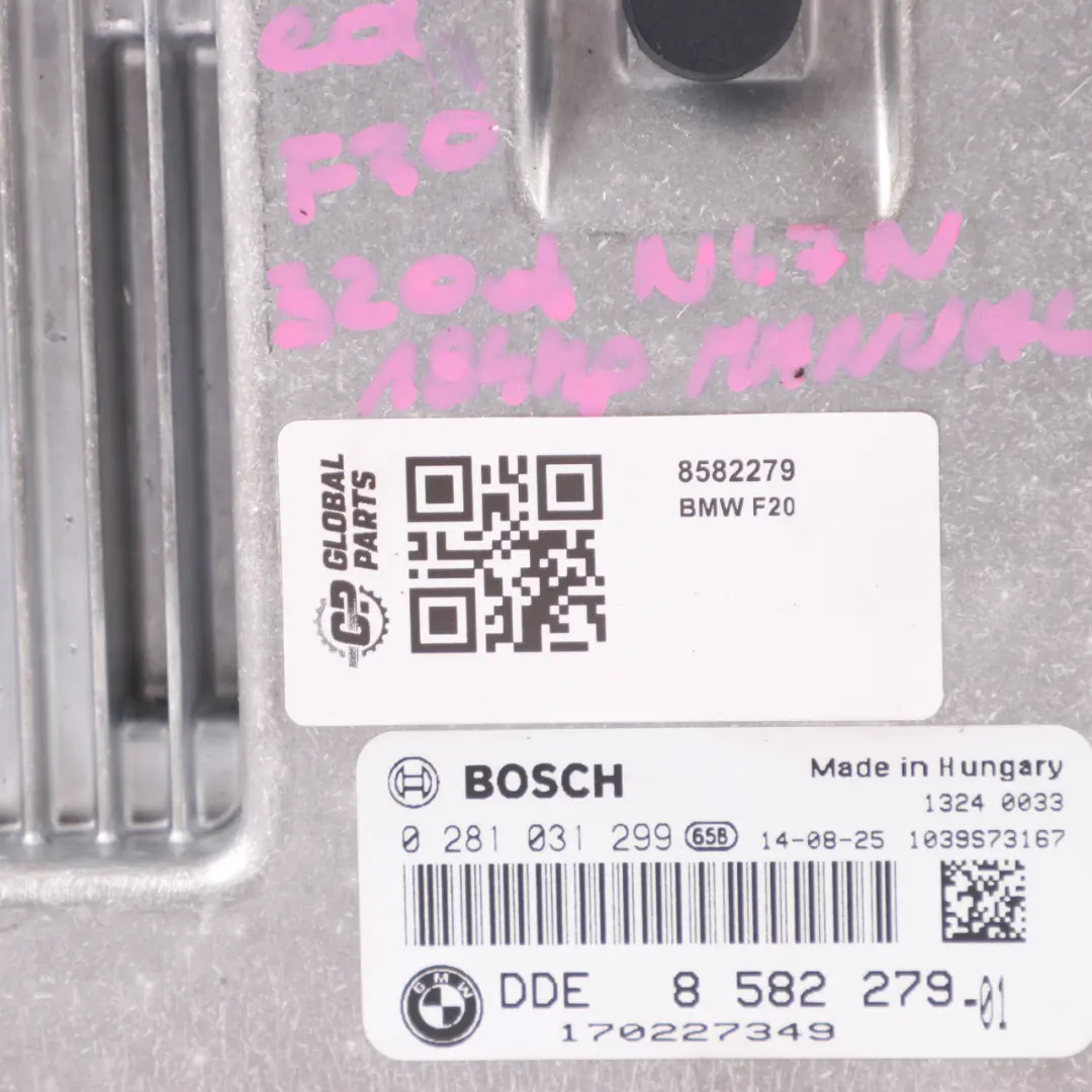 BMW F30 320d N47N 184HP Sterownik Komputer Silnika ECU DDE - SKU 8582279 - Numer Części 8582279