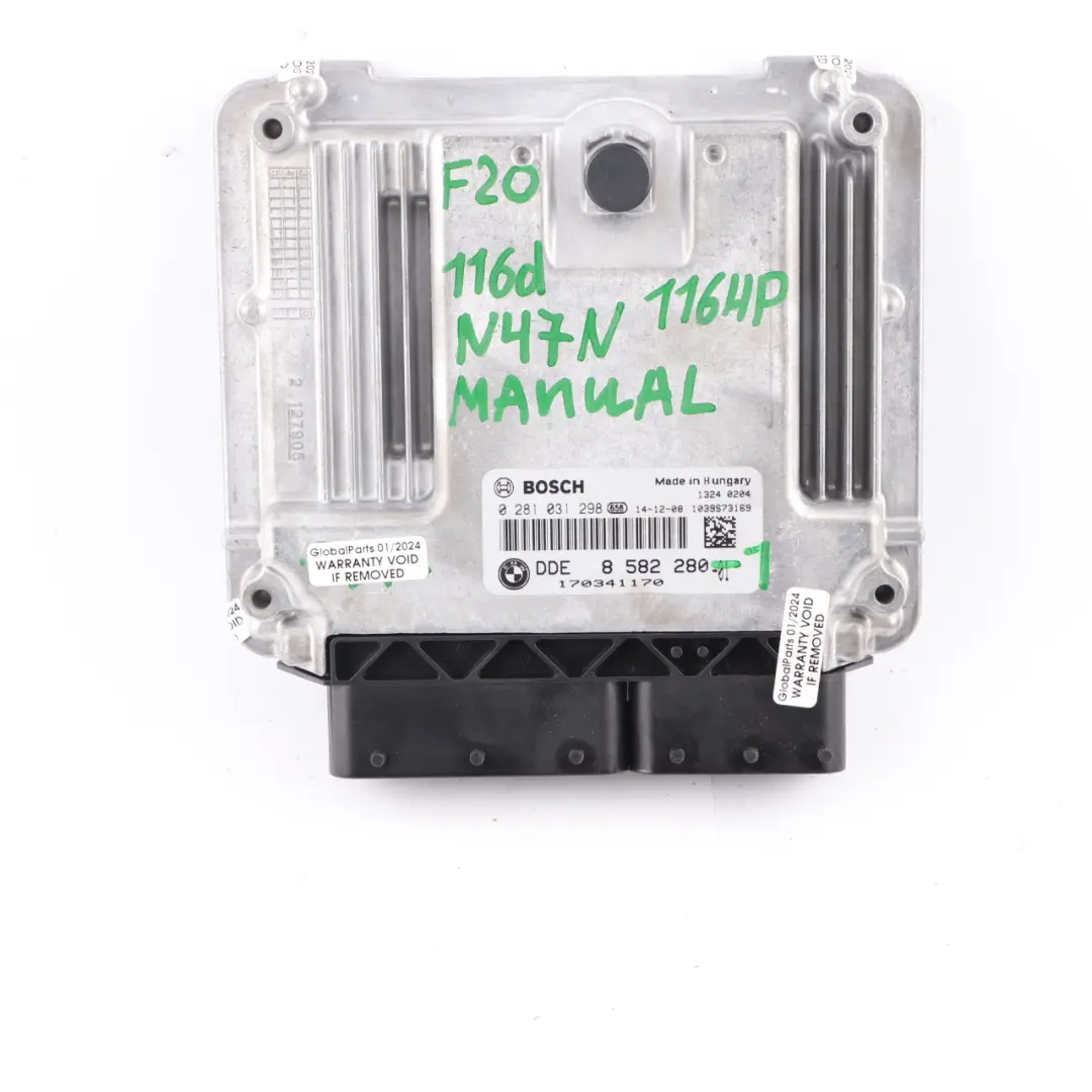 BMW F20 F21 116d N47N 116HP ECU Kit DDE Keys FEM Manual Transmission - SKU 8582280-1 - Part number 8582280