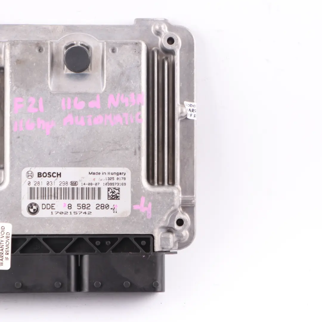 N47N 116HP Contrôle du moteur ECU Transmission automatique pour BMW F20 116d à propos du numéro de pièce 8582280 BMW F20 116d N47N 116HP Contrôle du moteur ECU Transmission automatique - SKU 8582280-4 - Numéro de pièce 8582280