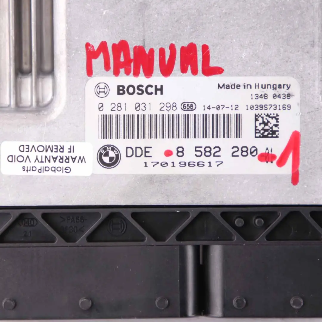Engine Control Unit BMW F20 F30 F31 118d 318d N47N 143HP ECU DDE Manual - SKU 8582280-5 - Part number 8582280